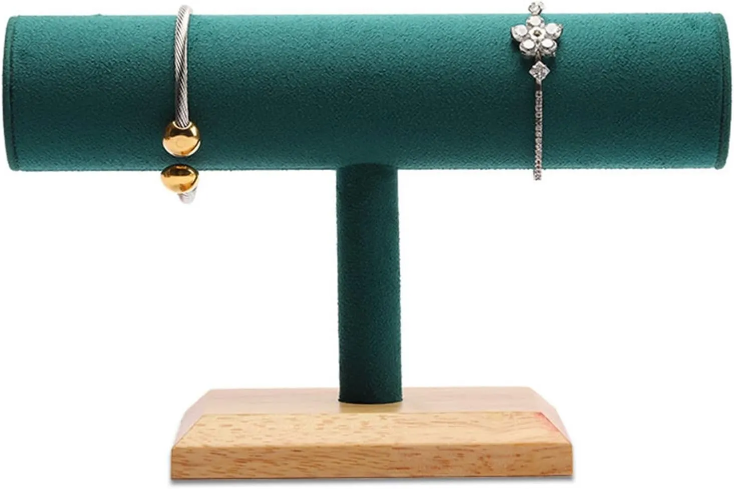 Jewelry Display Stand Green Velvet Single T Bar Bracelet Holder Stand, Jewelry Bracelet, Bangle, Necklace and Watch Organizer Display Stand for Home Organization Wall Mounted Jewelry Rack