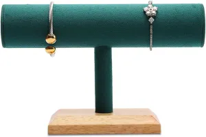 Jewelry Display Stand Green Velvet Single T Bar Bracelet Holder Stand, Jewelry Bracelet, Bangle, Necklace and Watch Organizer Display Stand for Home Organization Wall Mounted Jewelry Rack