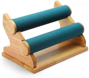 Jewelry Holder, Bracelet Holder with 2 Tier Racks, Velvet Jewelry Display Stands, Wooden Watch Bangle Jewelry Organizer for Wrist Watch, Bangles and Bracelets(Green)