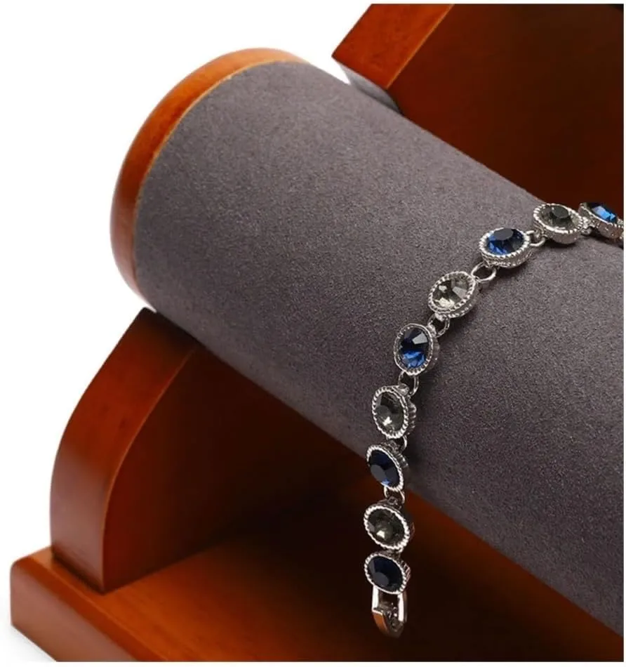 Jewelry organizer Bracelet Holder with 2 Tier Racks, Velvet Jewelry Display Stands, Wooden Watch Bangle Jewelry Organizer for Wrist Watch, Bangles and Bracelets Necklace holder(White)