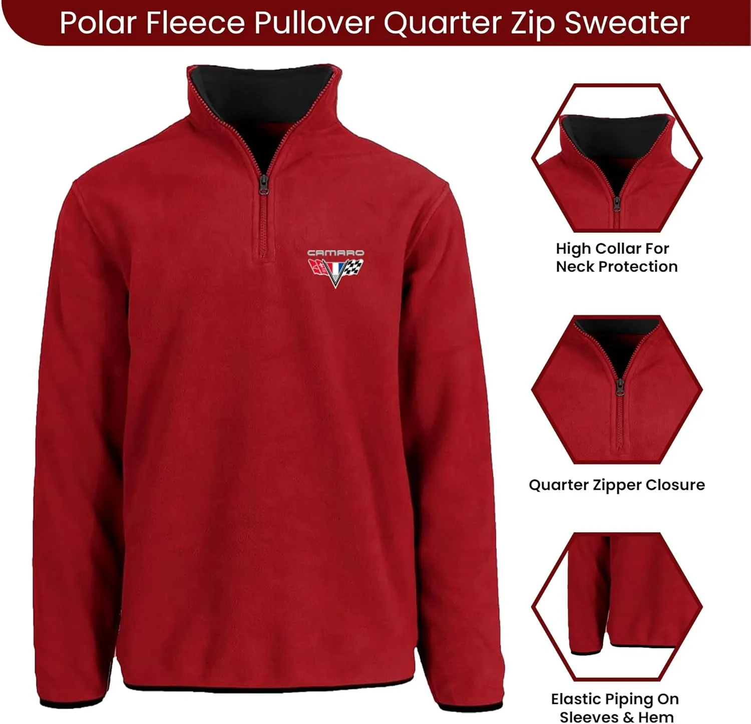 JH DESIGN GROUP Men’s Chevy Camaro Quarter Zip Fleece Sweatshirt 2 Colors