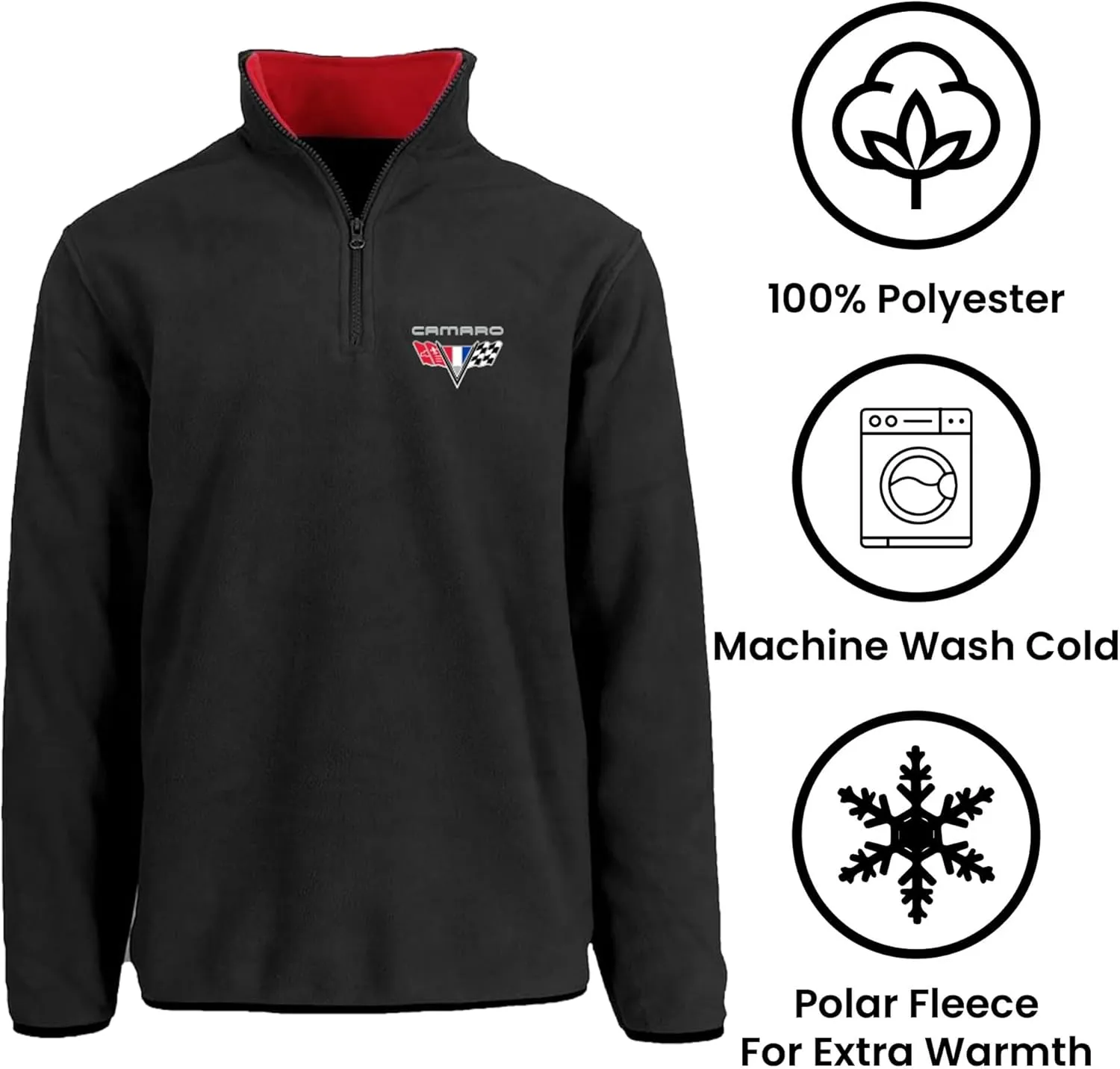 JH DESIGN GROUP Men’s Chevy Camaro Quarter Zip Fleece Sweatshirt 2 Colors