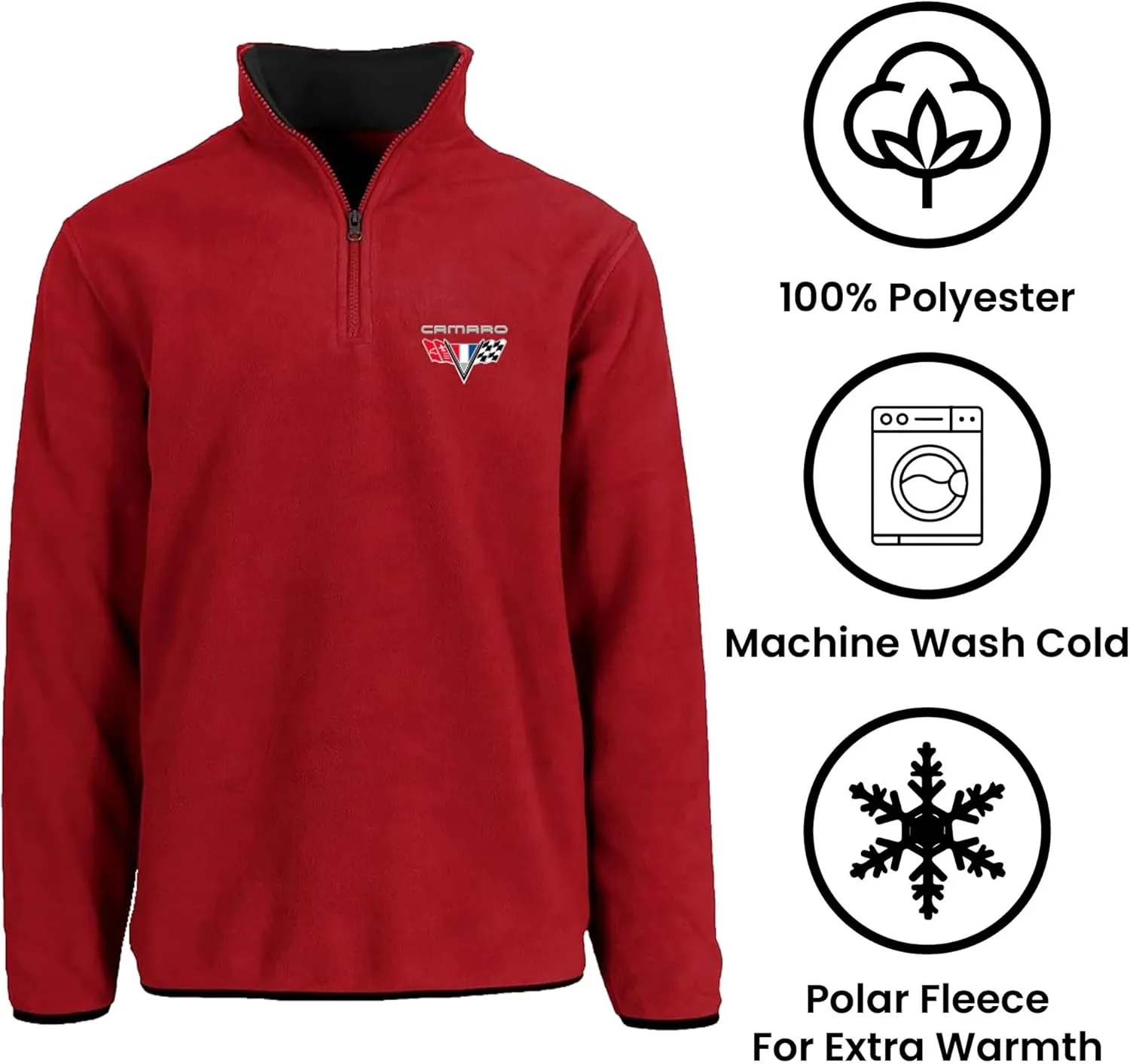 JH DESIGN GROUP Men’s Chevy Camaro Quarter Zip Fleece Sweatshirt 2 Colors