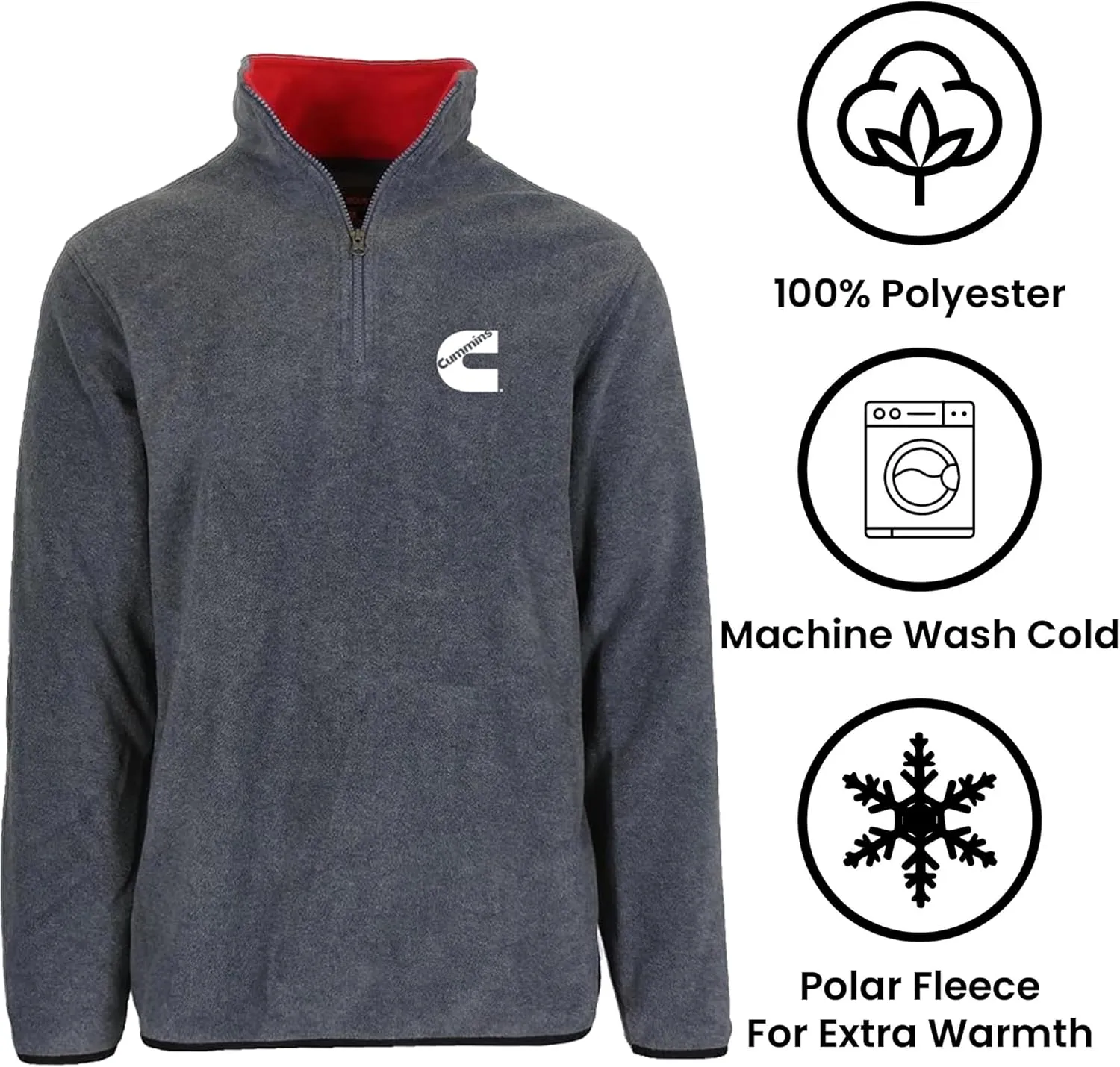 JH DESIGN GROUP Men’s Cummins Diesel Quarter Zip Fleece Sweatshirt Jacket