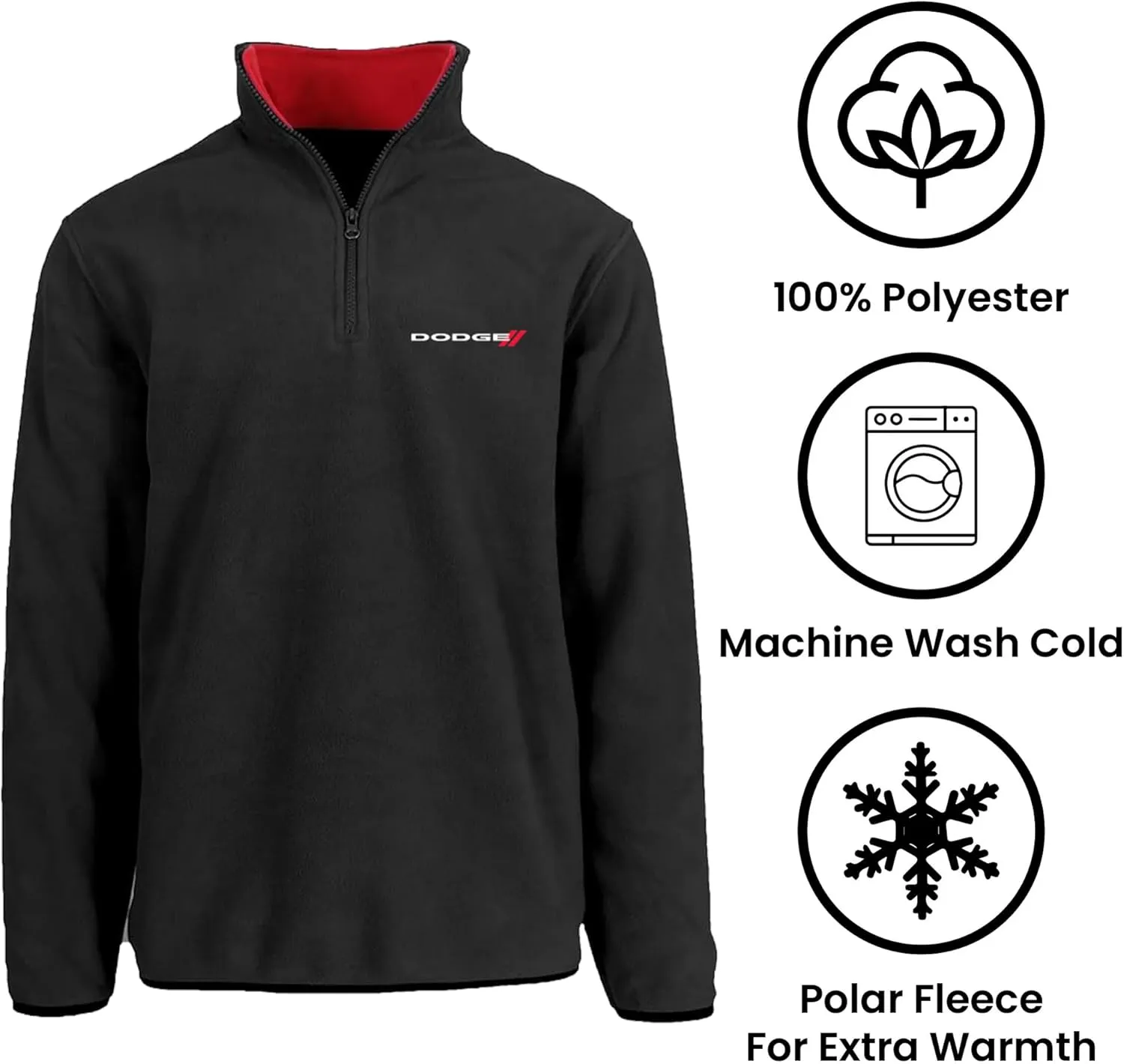 JH DESIGN GROUP Men’s Dodge Logo Quarter Zip Fleece Sweatshirt Jacket