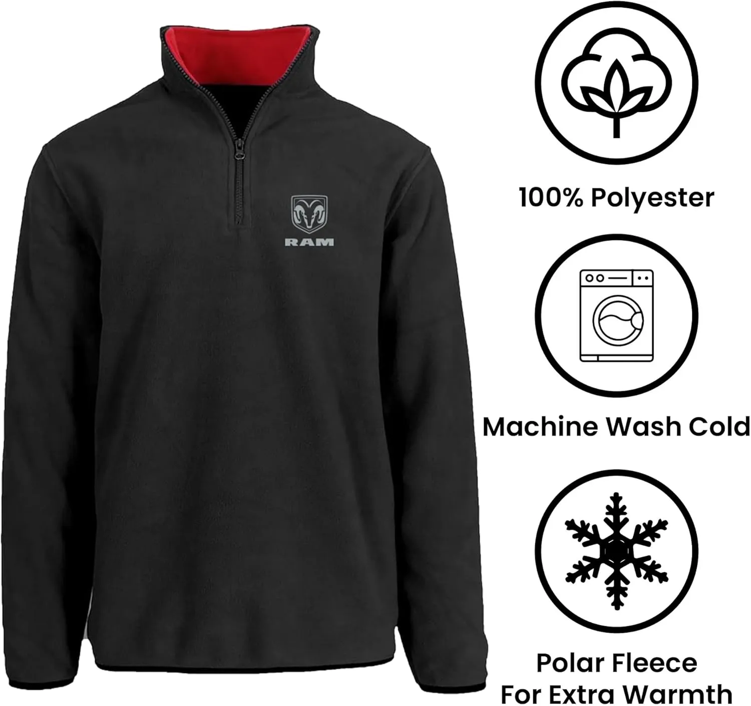 JH DESIGN GROUP Men’s Dodge Ram Truck Quarter Zip Fleece Sweatshirt 3 Colors