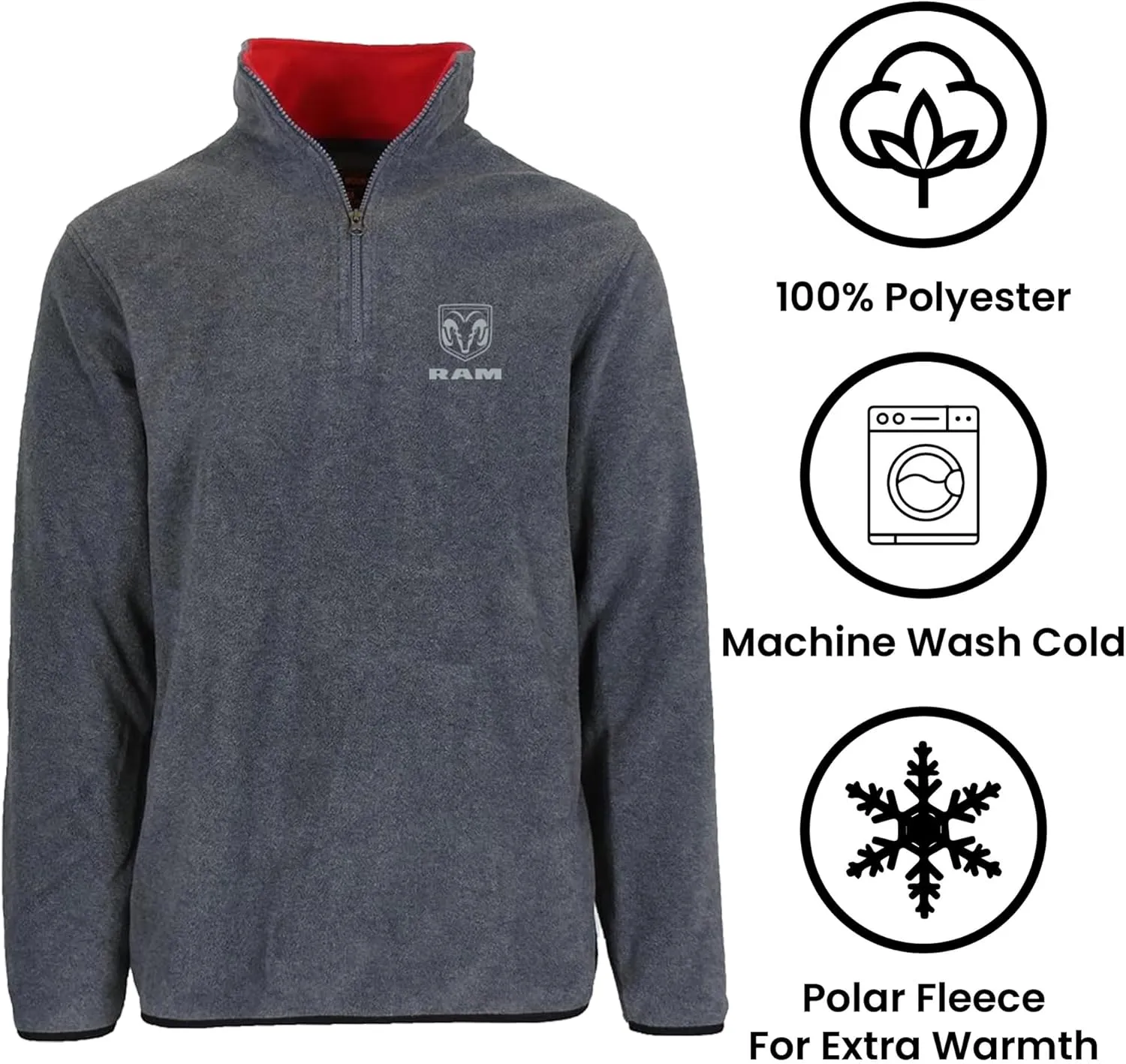 JH DESIGN GROUP Men’s Dodge Ram Truck Quarter Zip Fleece Sweatshirt 3 Colors