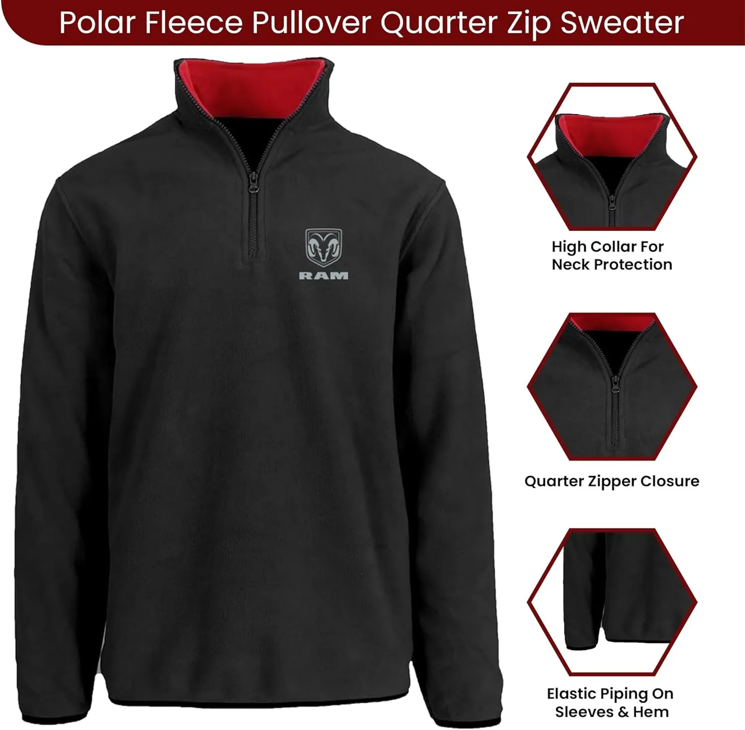 JH DESIGN GROUP Men’s Dodge Ram Truck Quarter Zip Fleece Sweatshirt 3 Colors