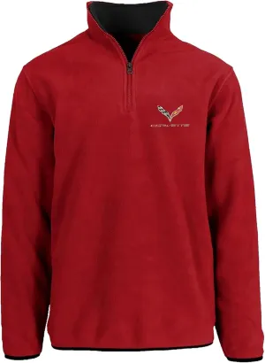 JH Design Men’s Chevy Corvette C7 Quarter Zip Fleece Sweatshirt 3 Colors