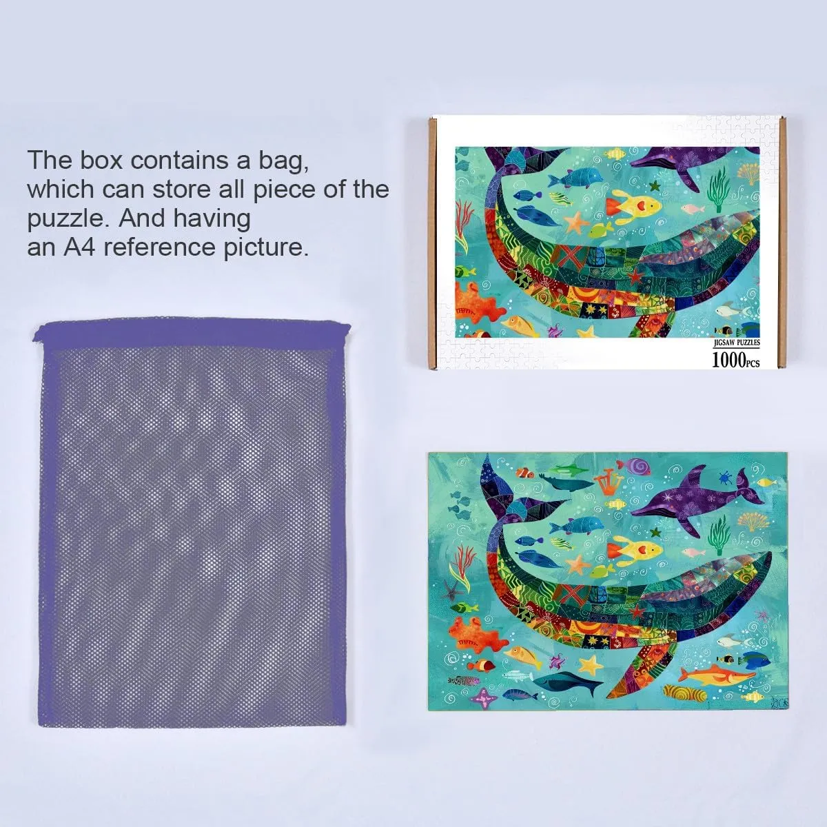 Jigsaw Puzzle 1000 Piece for Adults an Educational Fun Games for Elders Children Family and Friends Birthday Gifts for Boys Girls Colored Fish