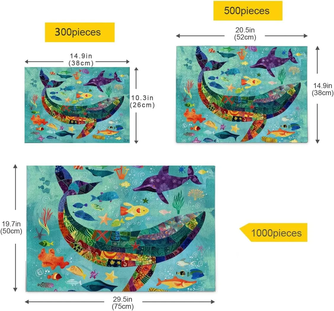 Jigsaw Puzzle 1000 Piece for Adults an Educational Fun Games for Elders Children Family and Friends Birthday Gifts for Boys Girls Colored Fish