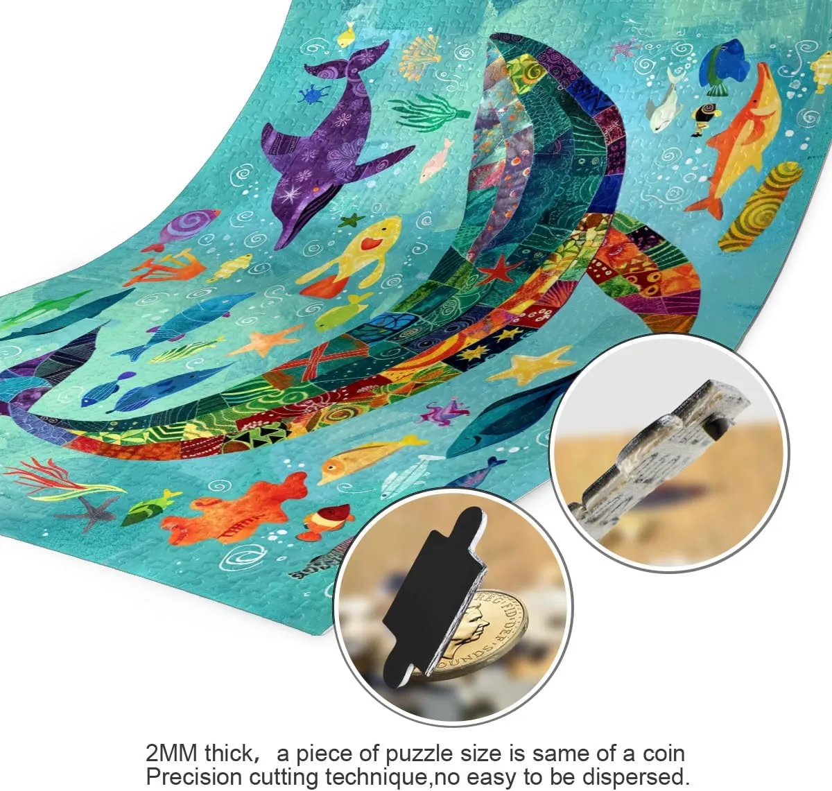 Jigsaw Puzzle 1000 Piece for Adults an Educational Fun Games for Elders Children Family and Friends Birthday Gifts for Boys Girls Colored Fish