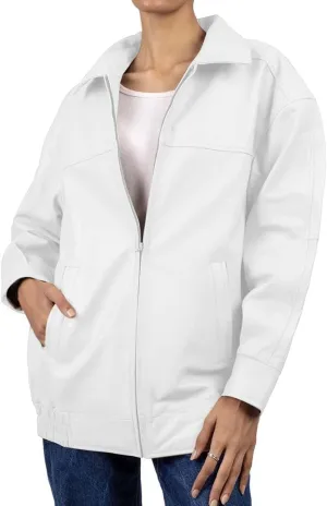 Jild Oversized Leather Jacket Women - Lambskin Leather Fall Jacket for Womens Fashion Plus Size Outfits