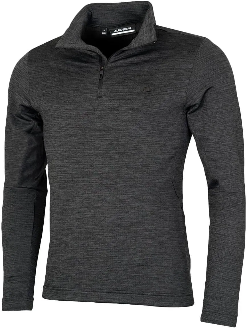 J.Lindeberg Men's Destry Zip Mid Layer Sweater - Black Melange - XXL