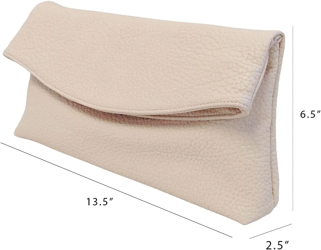 JNB Faux Leather Oversize Foldover Clutch