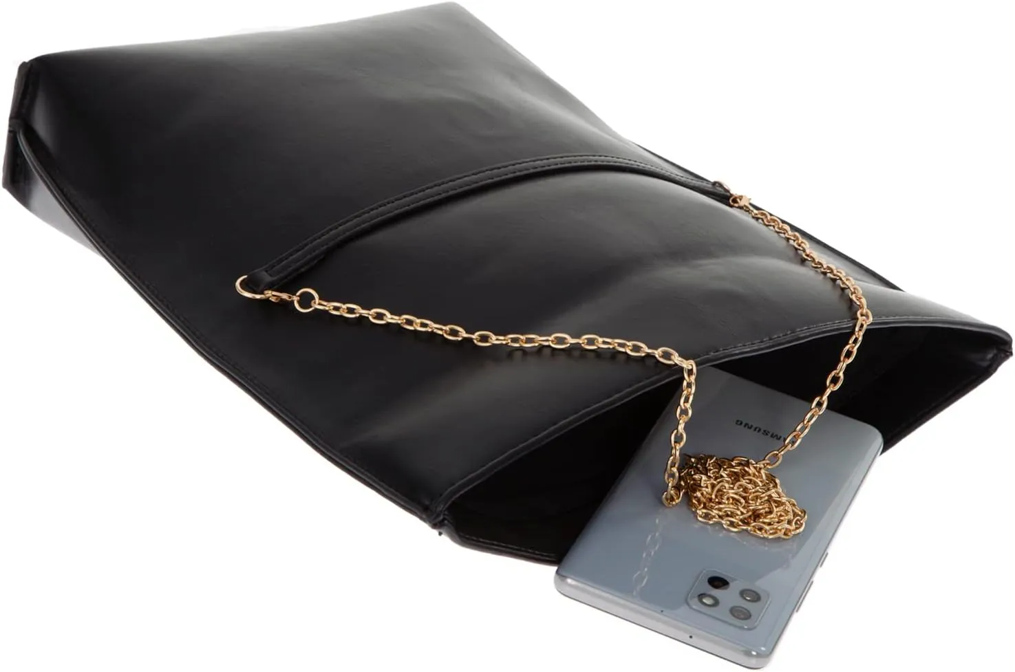 JNB Faux Leather Oversize Foldover Clutch