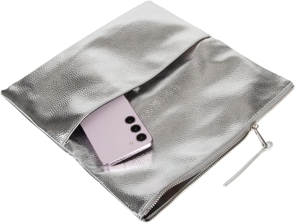 JNB Women's Faux Leather Zipper Foldover Clutch Purse with Tassel