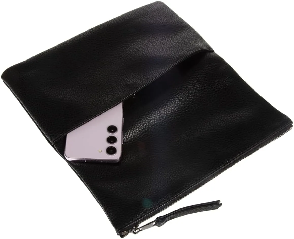 JNB Women's Faux Leather Zipper Foldover Clutch Purse with Tassel
