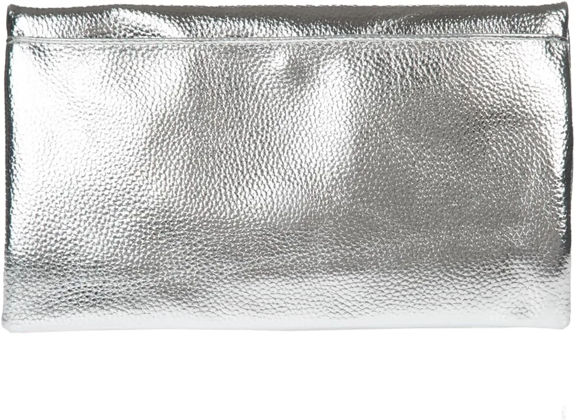 JNB Women's Faux Leather Zipper Foldover Clutch Purse with Tassel