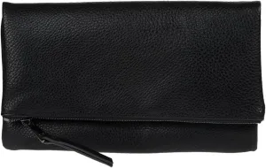 JNB Women's Faux Leather Zipper Foldover Clutch Purse with Tassel
