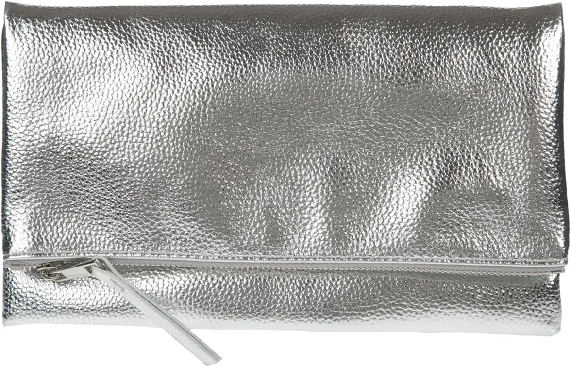 JNB Women's Faux Leather Zipper Foldover Clutch Purse with Tassel
