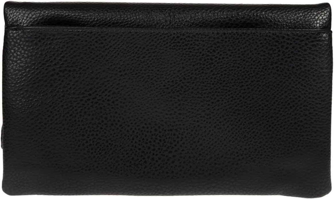 JNB Women's Faux Leather Zipper Foldover Clutch Purse with Tassel