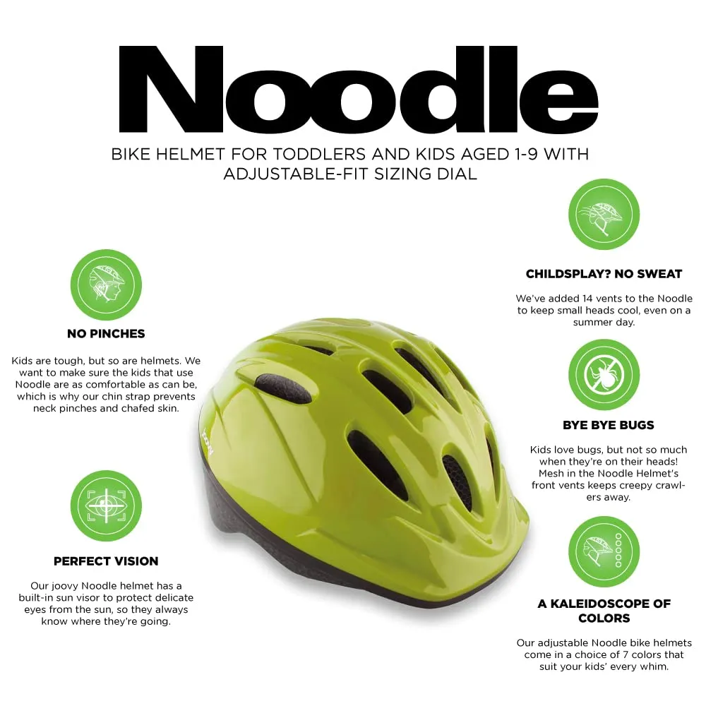 Joovy Noodle Multi-Sport Helmet XS-S, Kids Adjustable Bike Helmet, Greenie