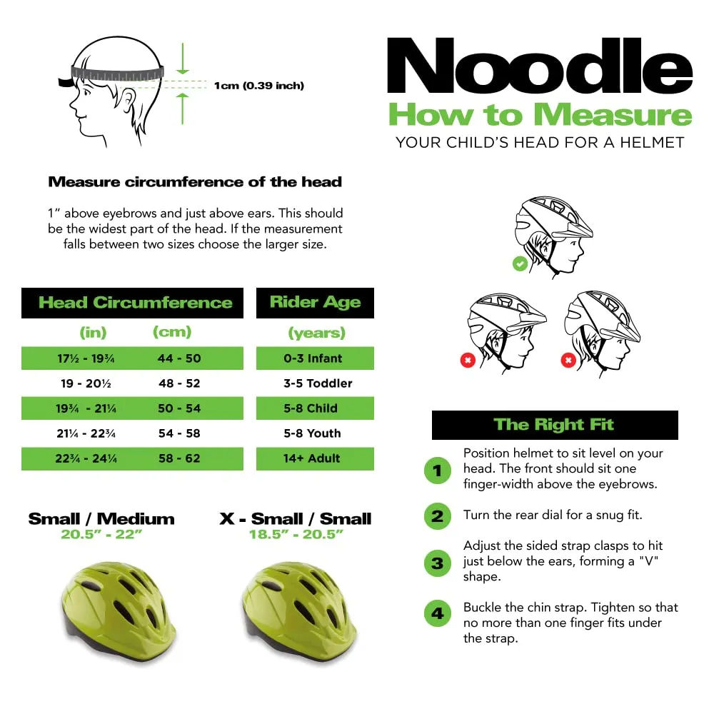 Joovy Noodle Multi-Sport Helmet XS-S, Kids Adjustable Bike Helmet, Greenie