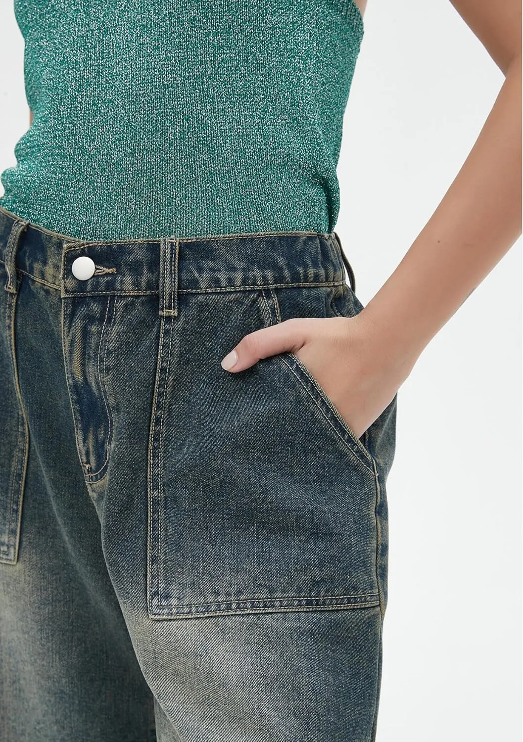 Jorts Women Baggy Vintage Acid Wash Jean Shorts Grunge Fashion Casual Wide Leg Y2K Pants Streetwear Men Unisex
