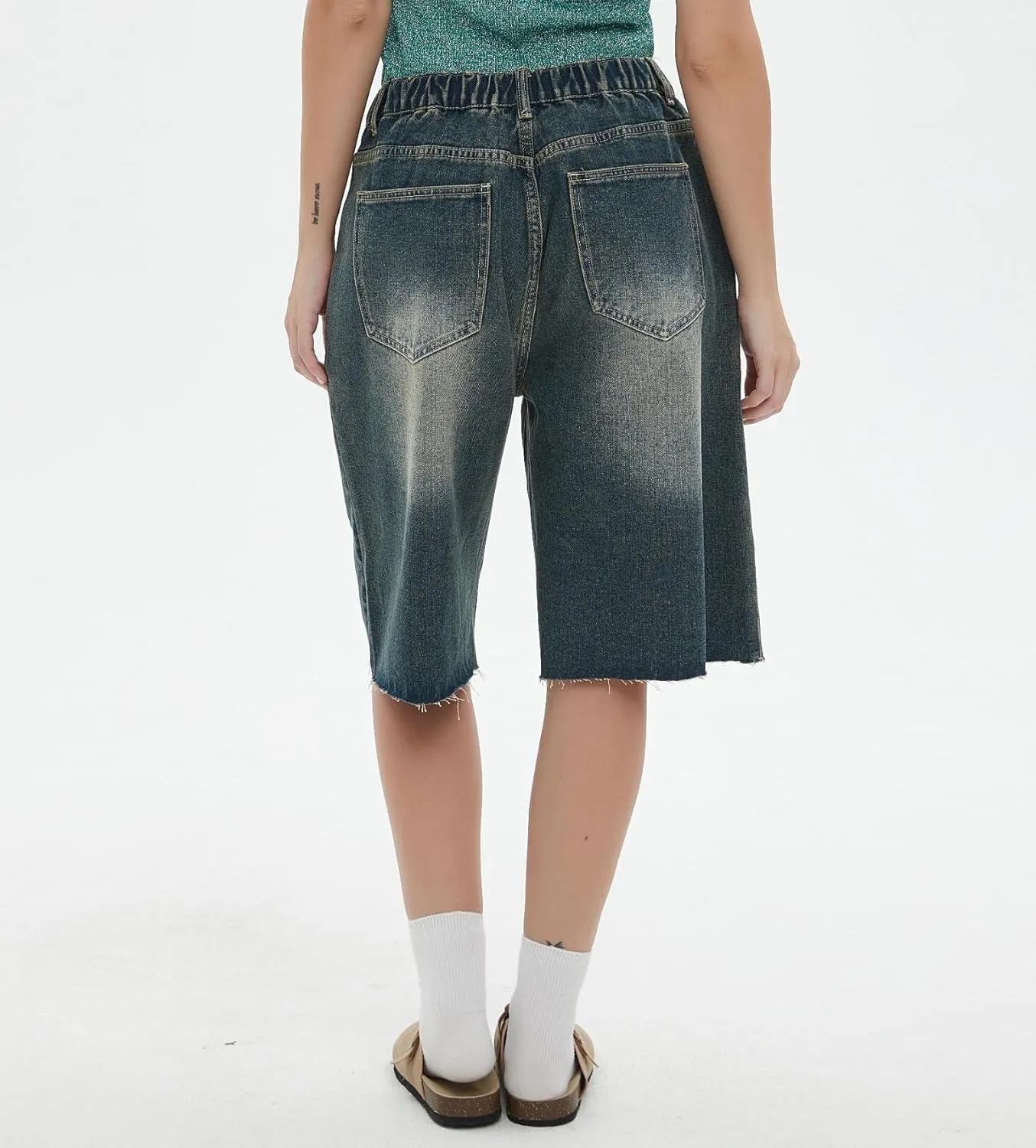 Jorts Women Baggy Vintage Acid Wash Jean Shorts Grunge Fashion Casual Wide Leg Y2K Pants Streetwear Men Unisex