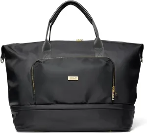Jouer Le Weekender Travel Bag, Overnight Bag for Women, Large Travel Duffle Bag, Personal Item Carry On Tote Bag, Shoulder Bag Luggage, 9"x26"x16" - Black