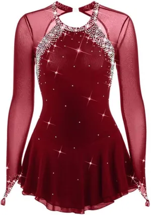 JRUIA Artistic Ice Skating Competition Dress for Girls Women's Figure Skating Leotard Costume Ballet Gymnastics Crystal