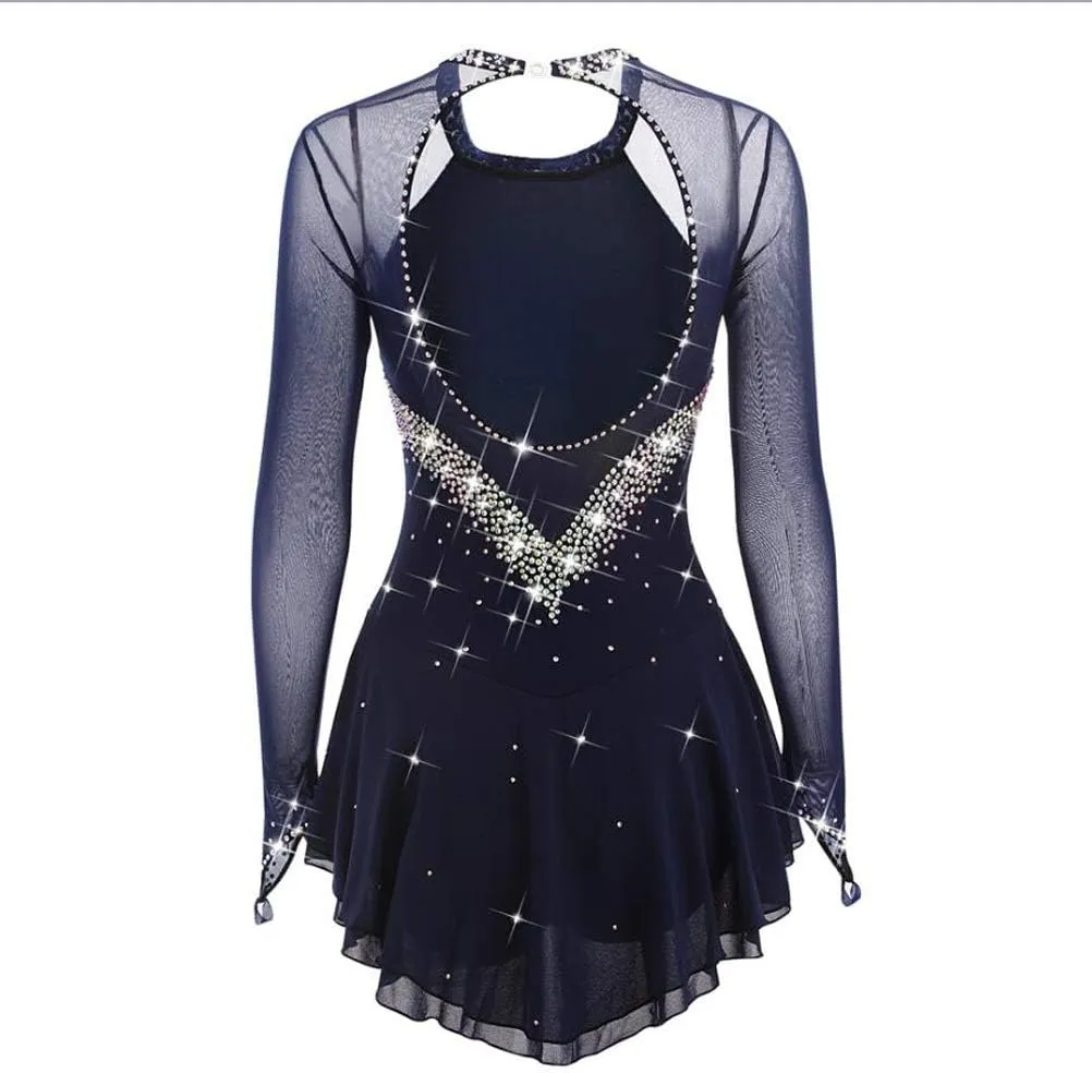 JRUIA Artistic Ice Skating Competition Dress for Girls Women's Figure Skating Leotard Costume Ballet Gymnastics Crystal