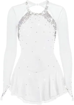 JRUIA Artistic Ice Skating Competition Dress for Girls Women's Figure Skating Leotard Costume Ballet Gymnastics Crystal
