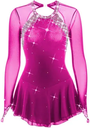 JRUIA Artistic Ice Skating Competition Dress for Girls Women's Figure Skating Leotard Costume Ballet Gymnastics Crystal