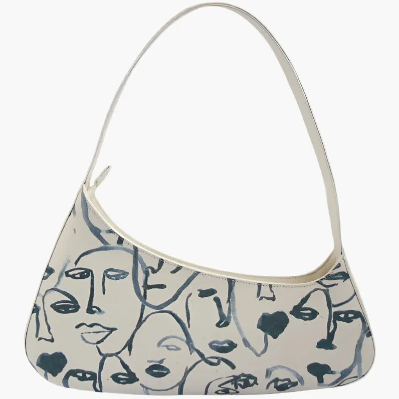 Judith – Artistic Canvas Shoulder Bag with Abstract Face Design