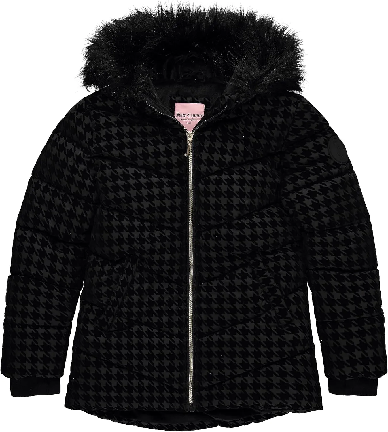 Juicy Couture Girls Coat, Faux Fur Hooded Winter Jacket, Warm Padded Parka Hoodie, Kids Heavyweight Winter Coat