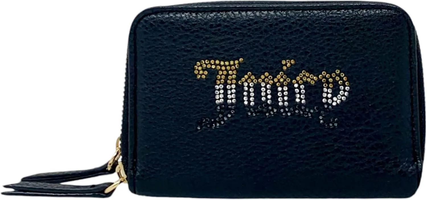 Juicy Couture Women's Medium Double Zip Around Wallet (Liquorice Pebbled)