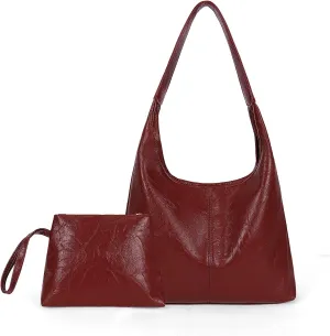 Juoxeepy Leather Tote Bag Women Hobo Handbag Faux Leather Shoulder Bag College Tote Bag Fall Purse for Work Travel