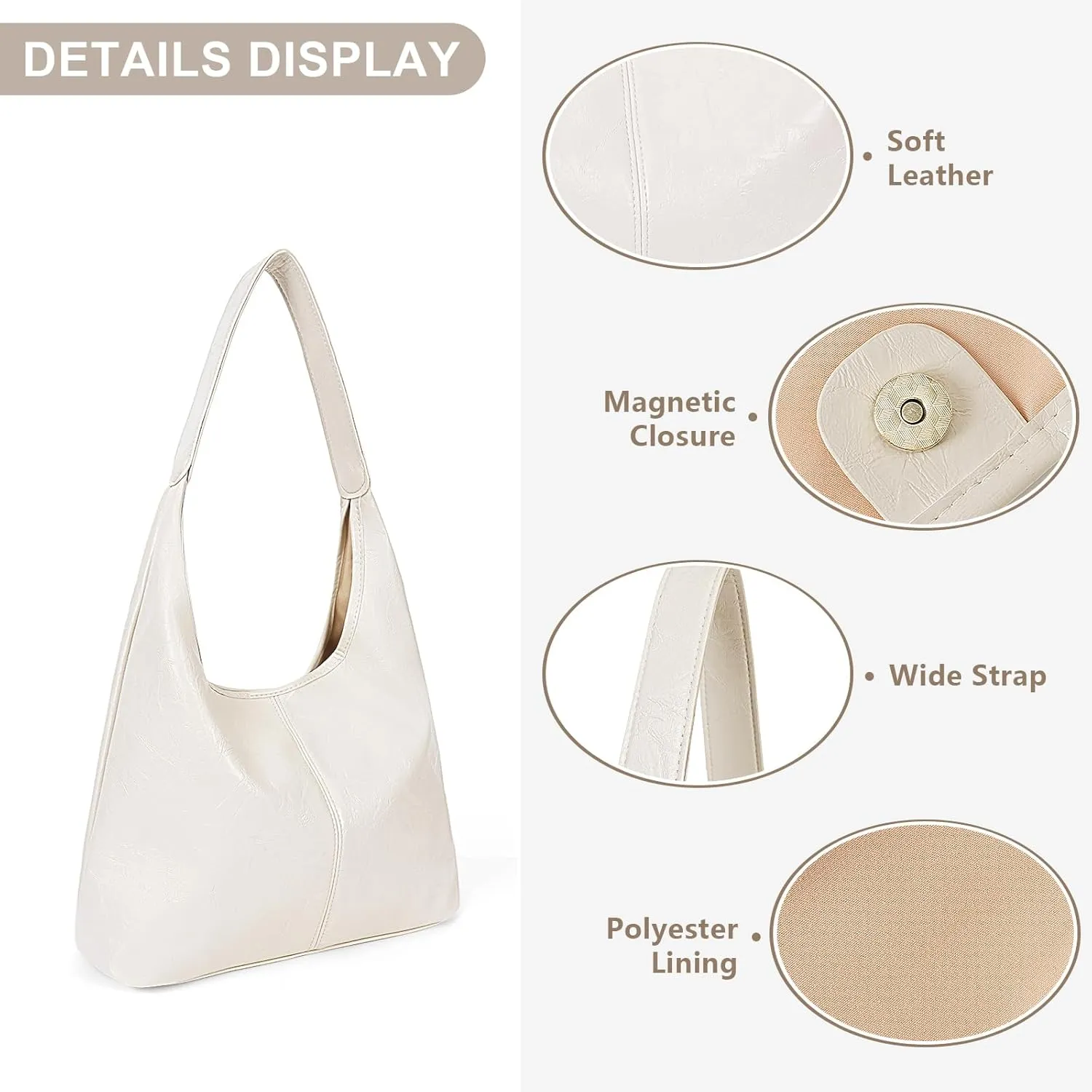 Juoxeepy Leather Tote Bag Women Hobo Handbag Faux Leather Shoulder Bag College Tote Bag Fall Purse for Work Travel