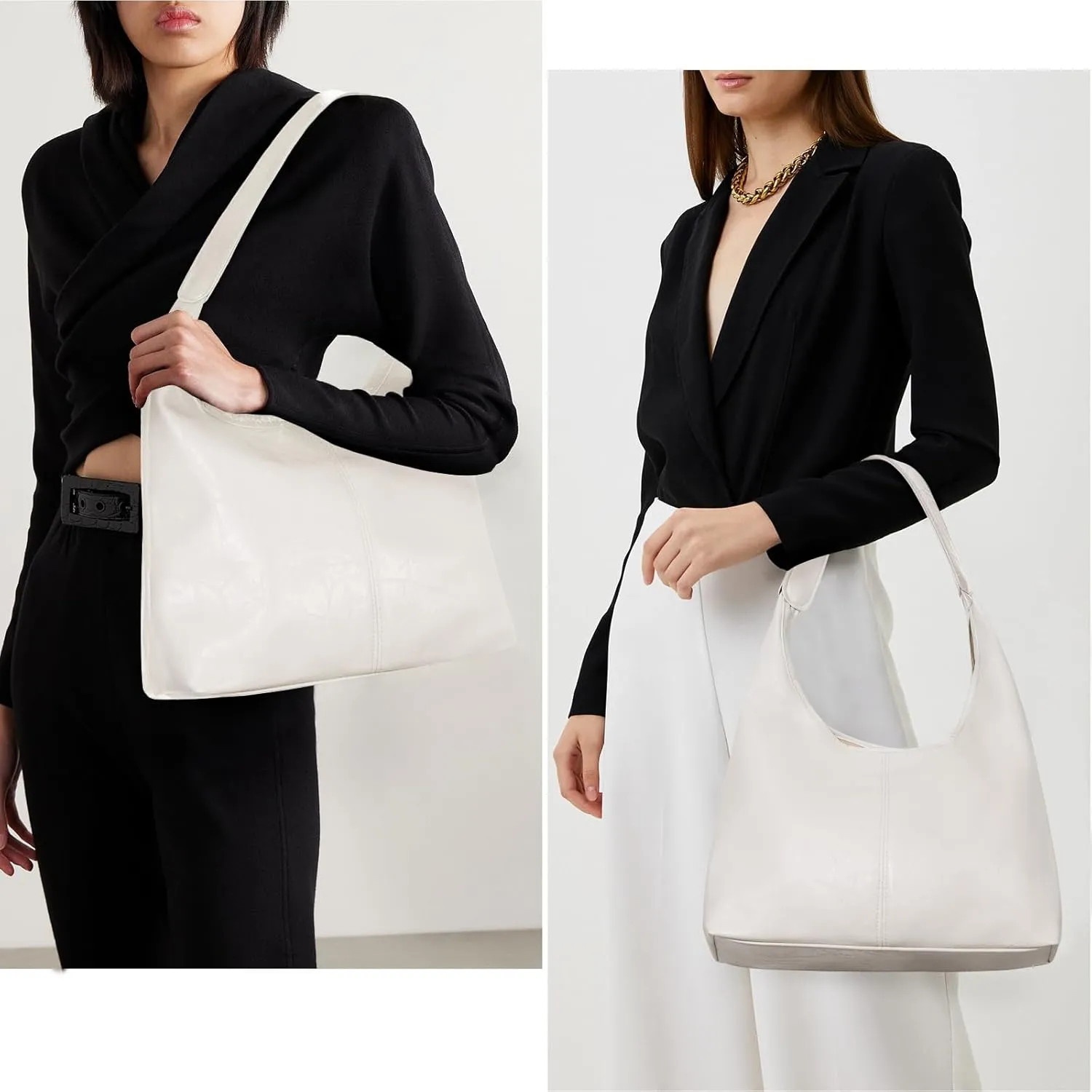 Juoxeepy Leather Tote Bag Women Hobo Handbag Faux Leather Shoulder Bag College Tote Bag Fall Purse for Work Travel