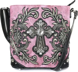 Justin West Concealed Carry Vineyard Western Embroidered Tooled Cross Handbag