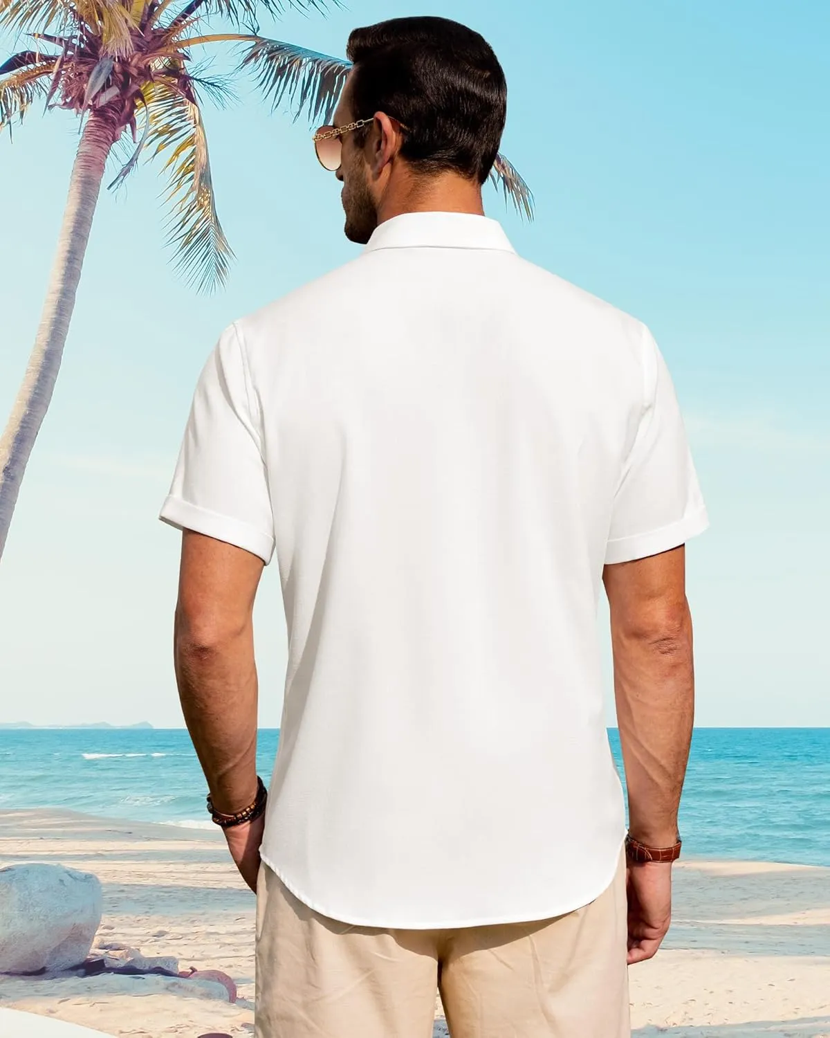 J.VER Men's Linen Shirts Casual Short Sleeve Button Down Shirt Beach Summer Vacation Holiday Wedding Cotton Tops