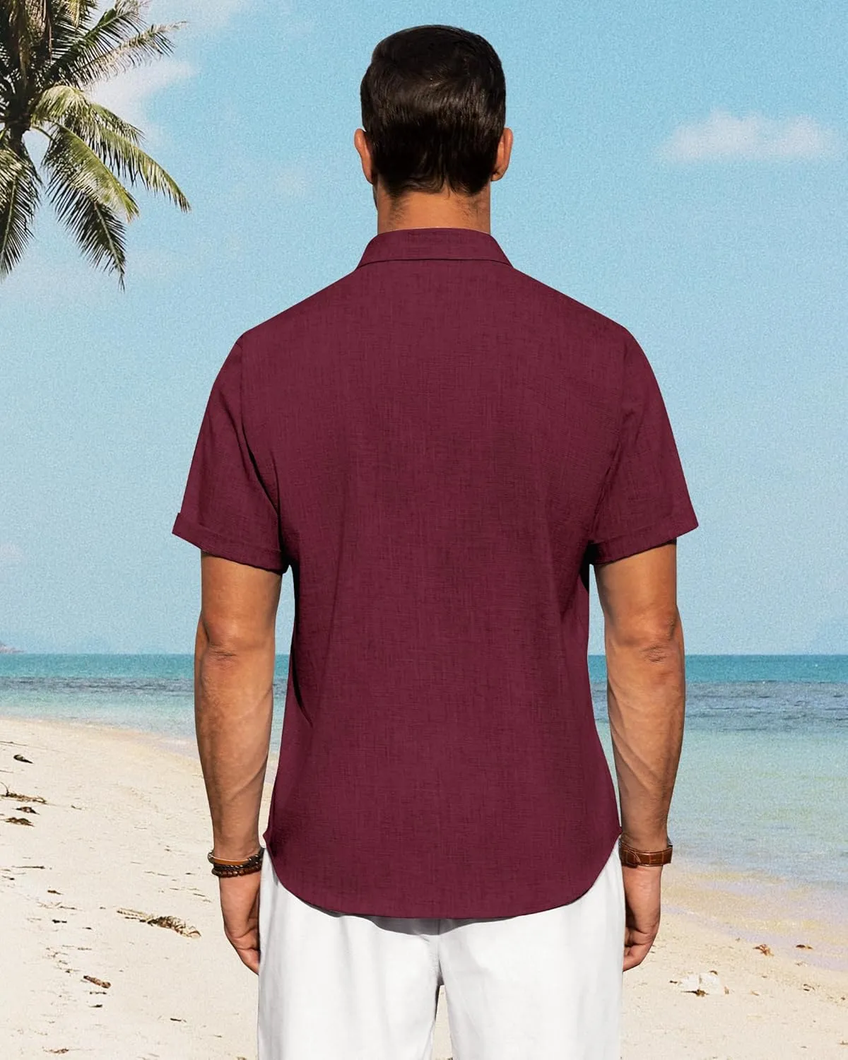 J.VER Men's Linen Shirts Casual Short Sleeve Button Down Shirt Beach Summer Vacation Holiday Wedding Cotton Tops