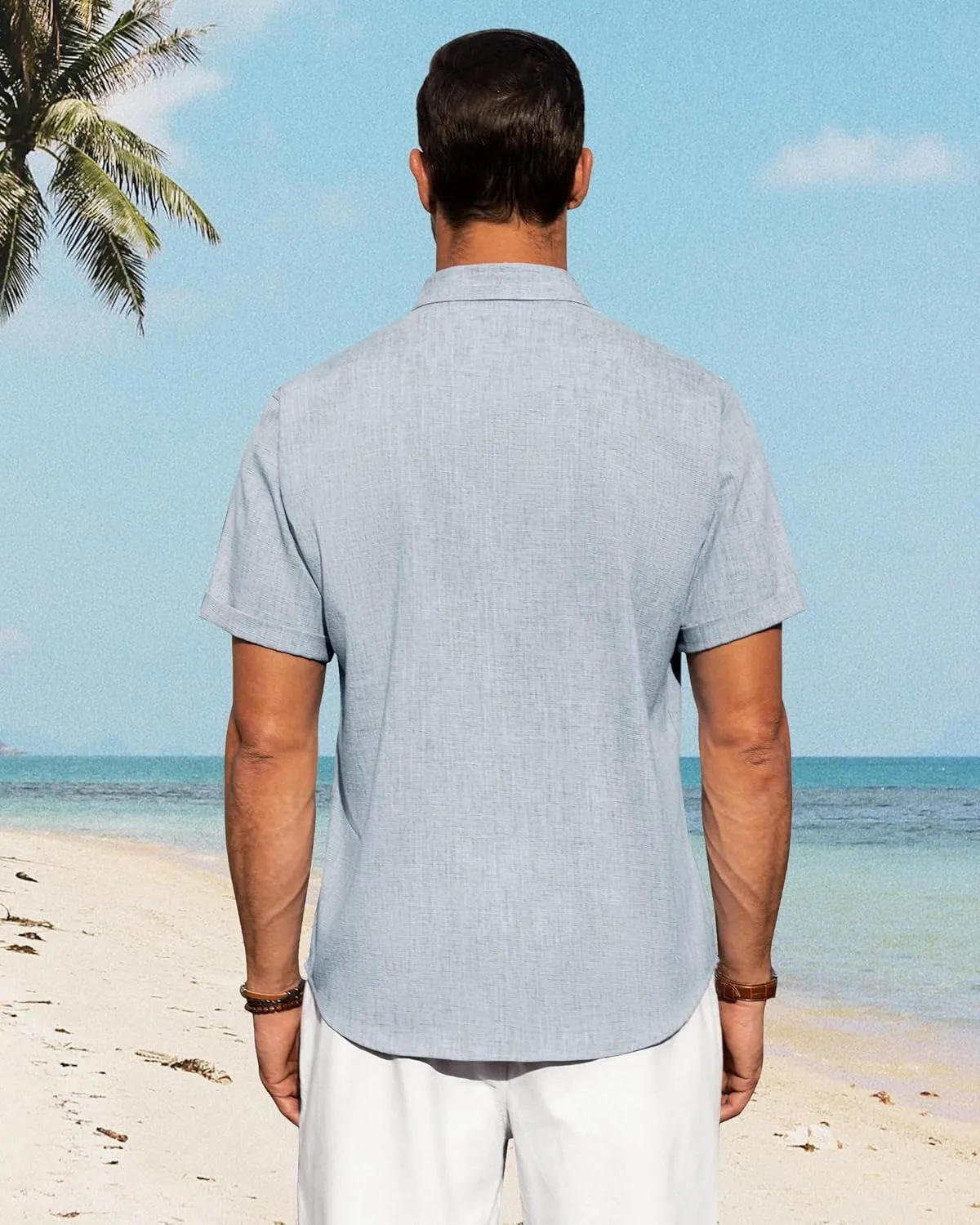 J.VER Men's Linen Shirts Casual Short Sleeve Button Down Shirt Beach Summer Vacation Holiday Wedding Cotton Tops