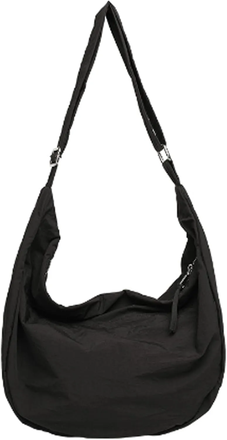 KARRESLY Nylon Crescent Crossbody Bag for Women Men Casual Tote Handbag