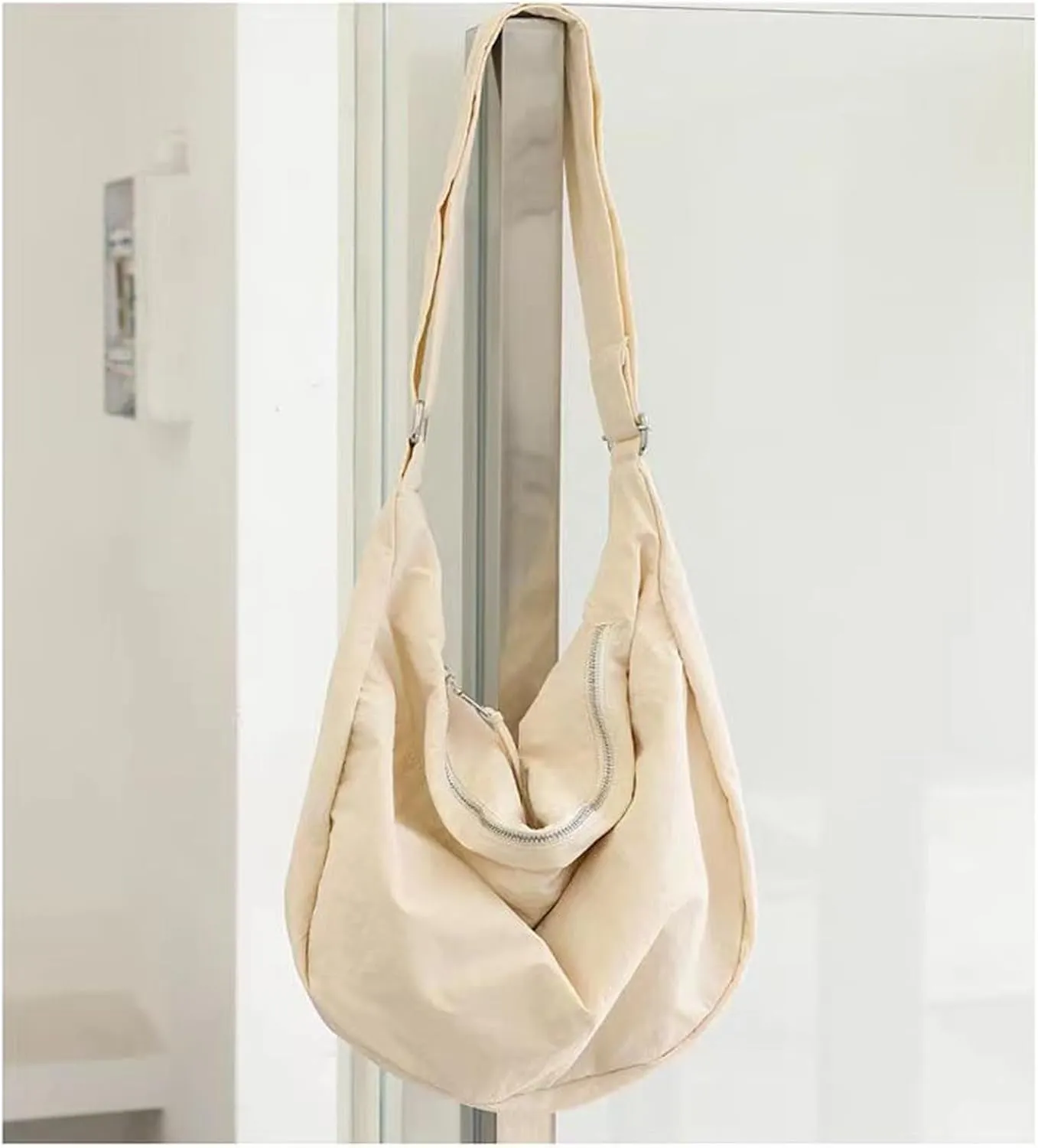 KARRESLY Nylon Crescent Crossbody Bag for Women Men Casual Tote Handbag