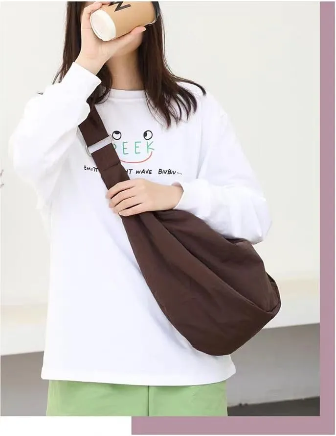 KARRESLY Nylon Crescent Crossbody Bag for Women Men Casual Tote Handbag
