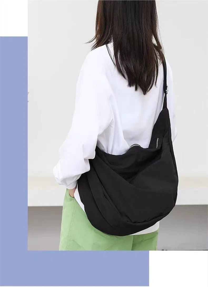 KARRESLY Nylon Crescent Crossbody Bag for Women Men Casual Tote Handbag