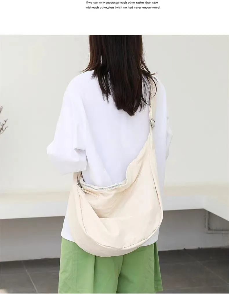 KARRESLY Nylon Crescent Crossbody Bag for Women Men Casual Tote Handbag